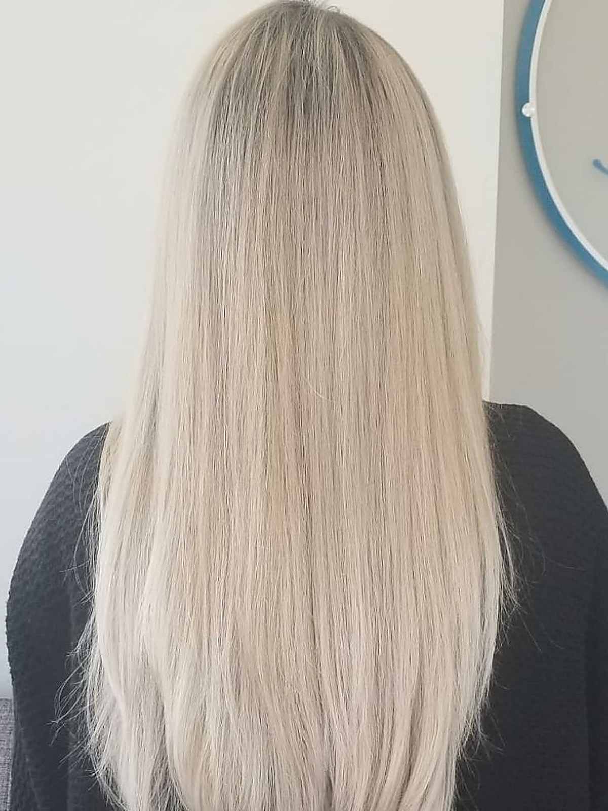 Platinum blonde worn straight